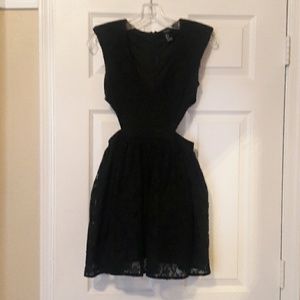 Little Black Cutout Lace Dress Fit and Flare